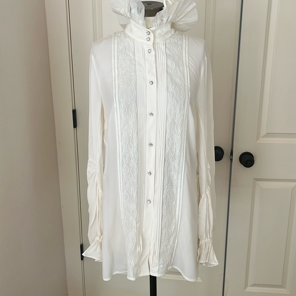 Brand new cream, Escada blouse rhinestone buttons very rare size 40 - Picture 1 of 12